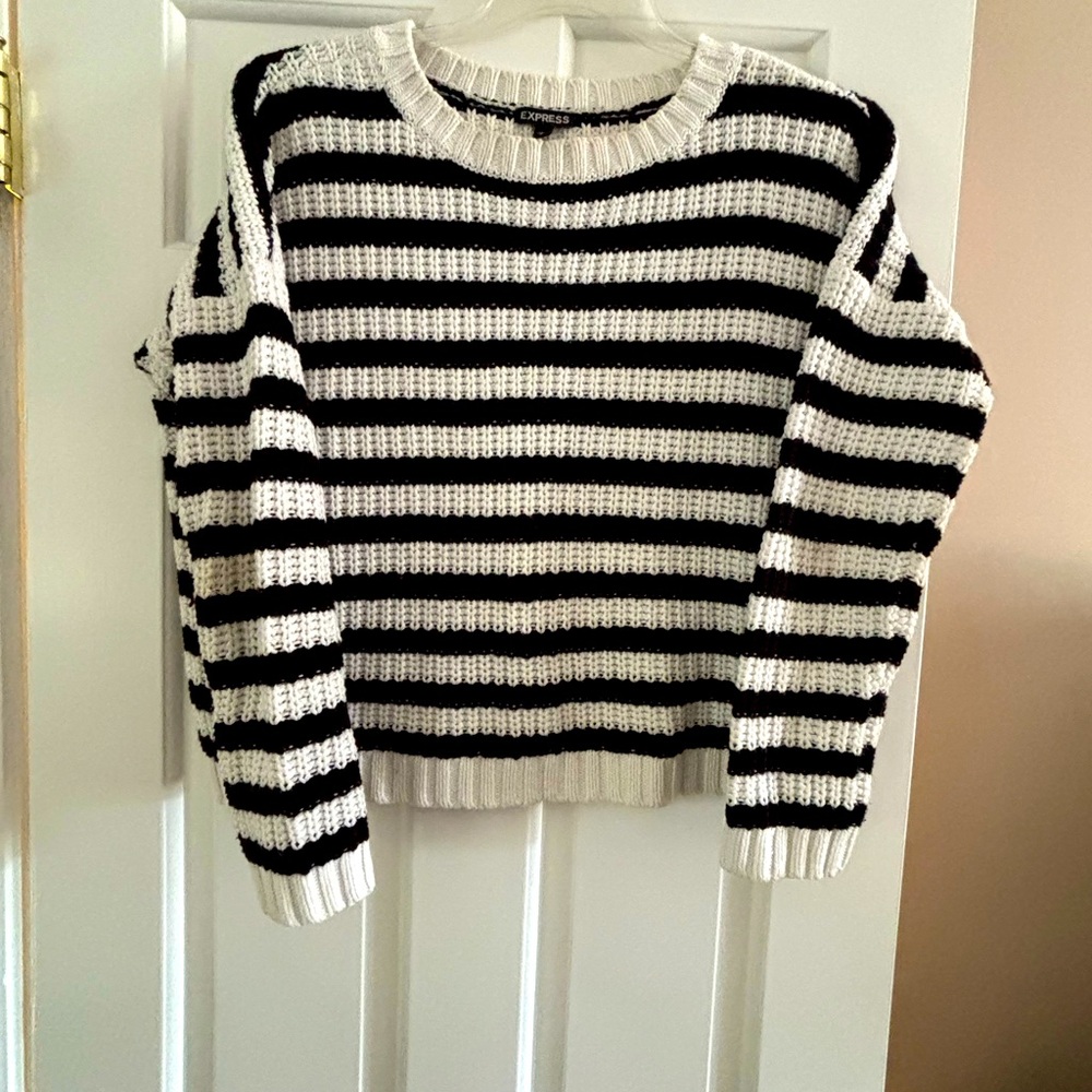 Express Striped Black and White Sweater